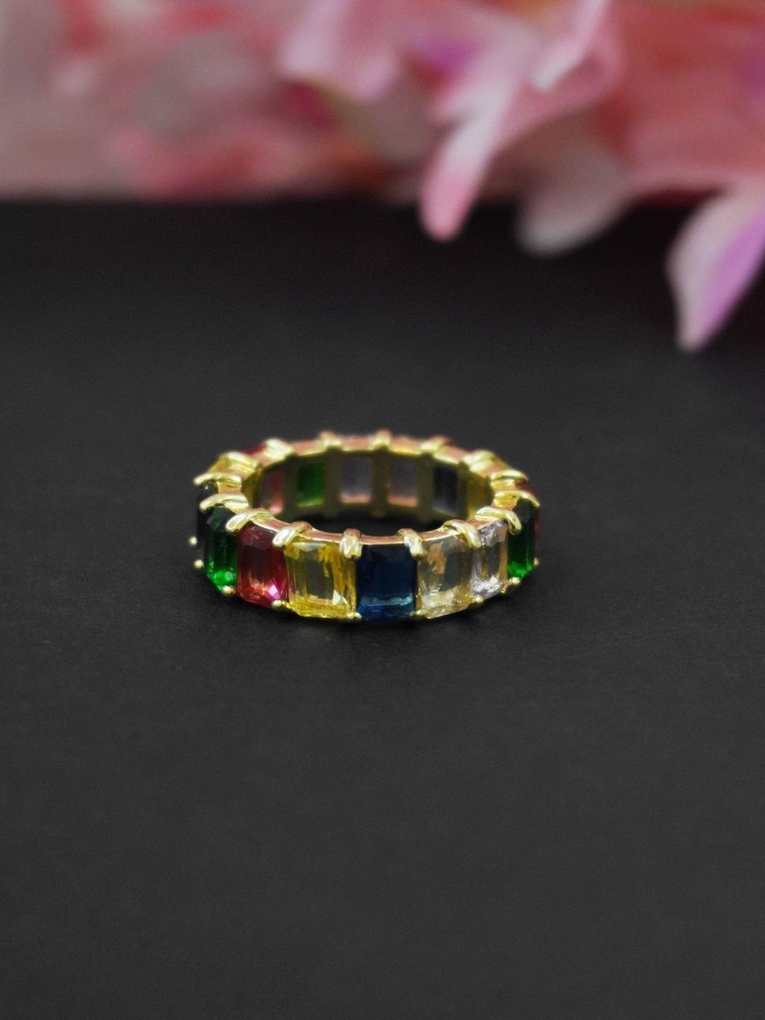

Niscka Gold-Plated Stone-Studded Finger Ring