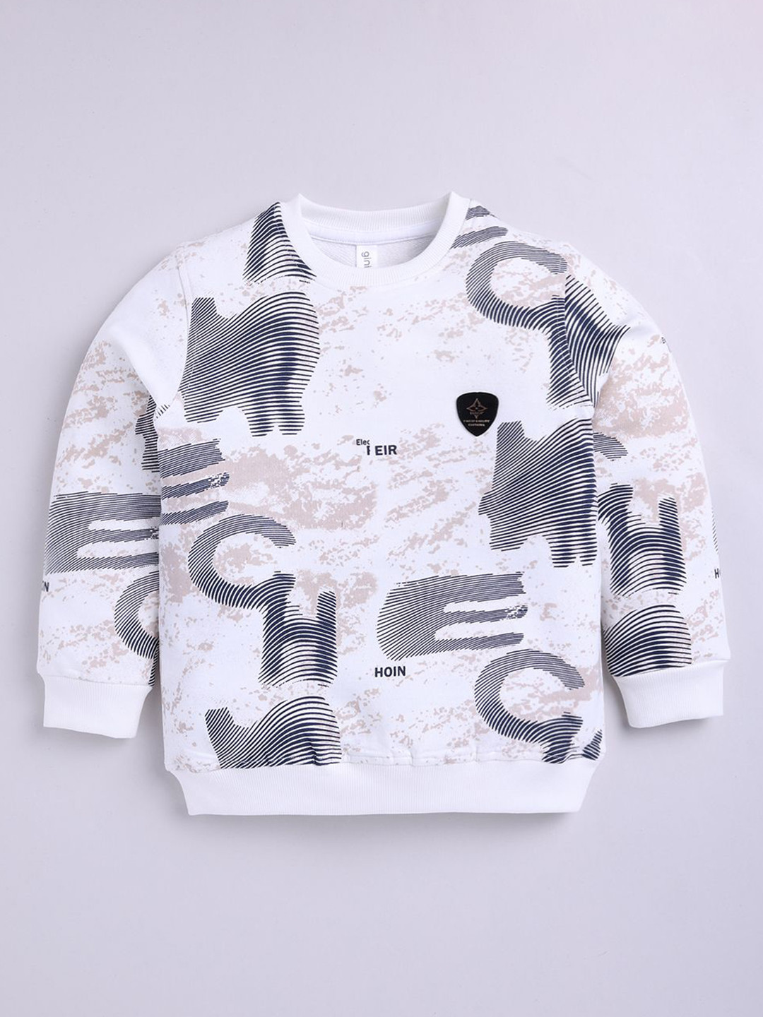 

Ginie Boys Typography Printed Round Neck Cotton Sweatshirt, White