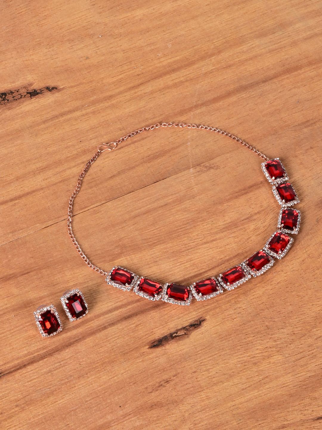 

Keviv Rose Gold Plated American Diamond-Studded Jewellery Set