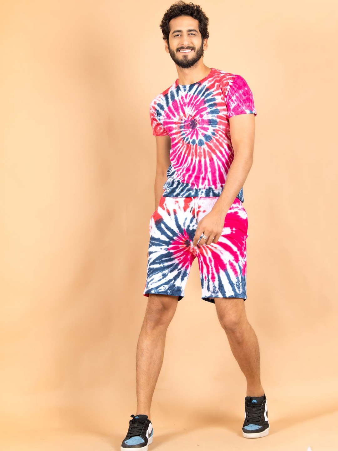 

Tistabene Tie & Dye Printed T-Shirt & Shorts Co-Ord, Pink