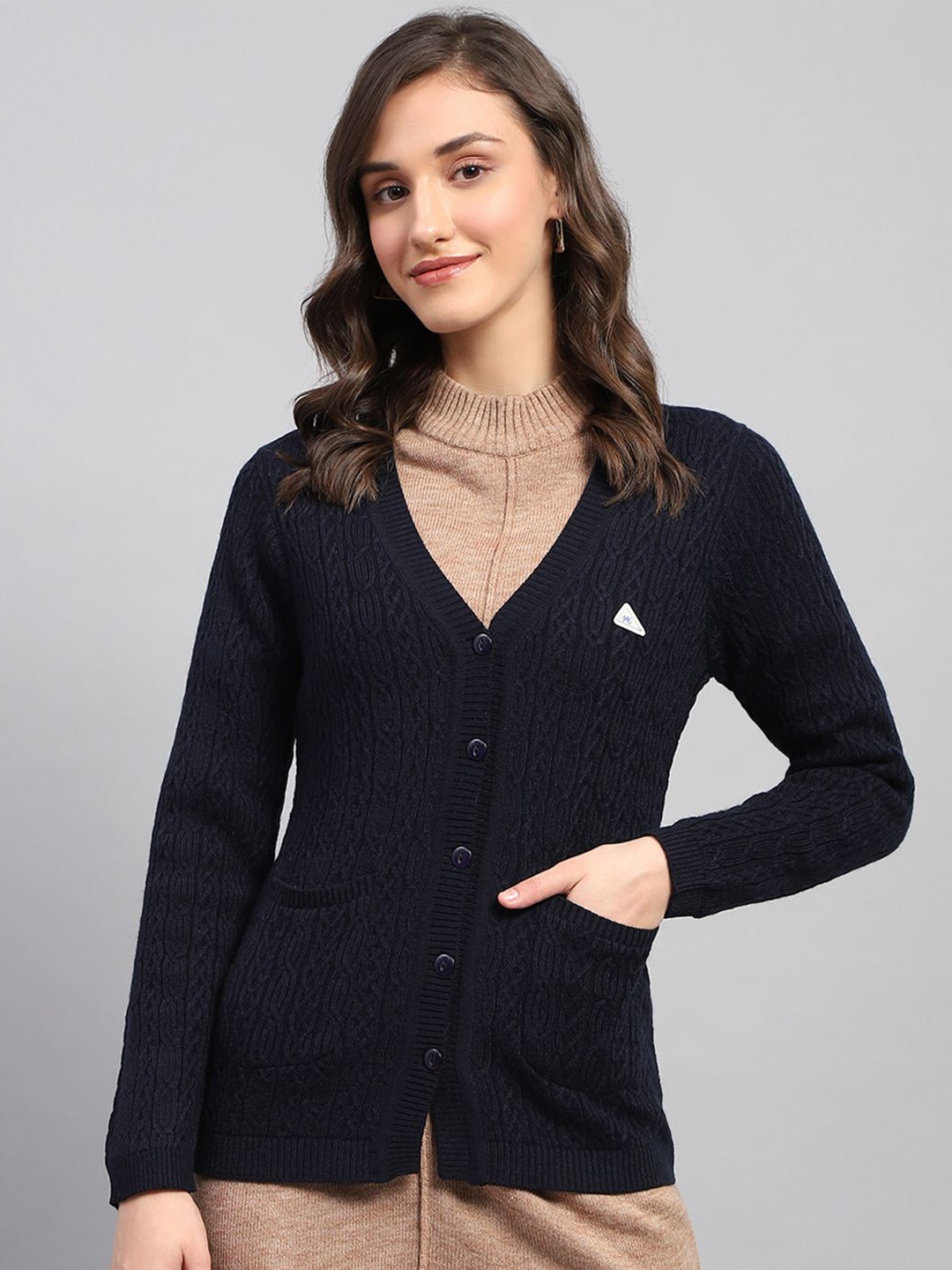 

Monte Carlo Women Cable Knit Cardigan, Navy blue
