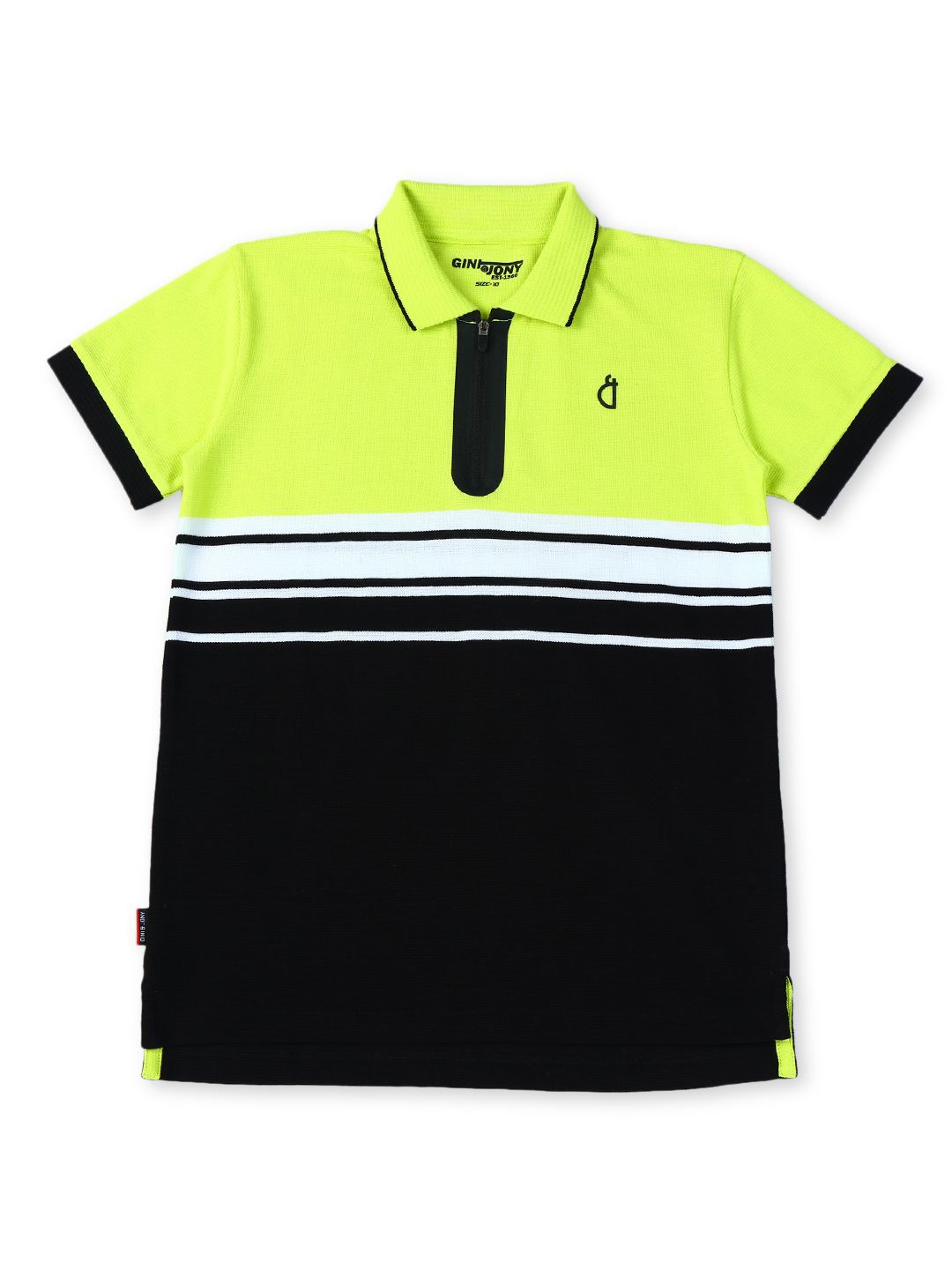 

Gini and Jony Boys Colourblocked Polo Collar Cotton T-shirt, Black
