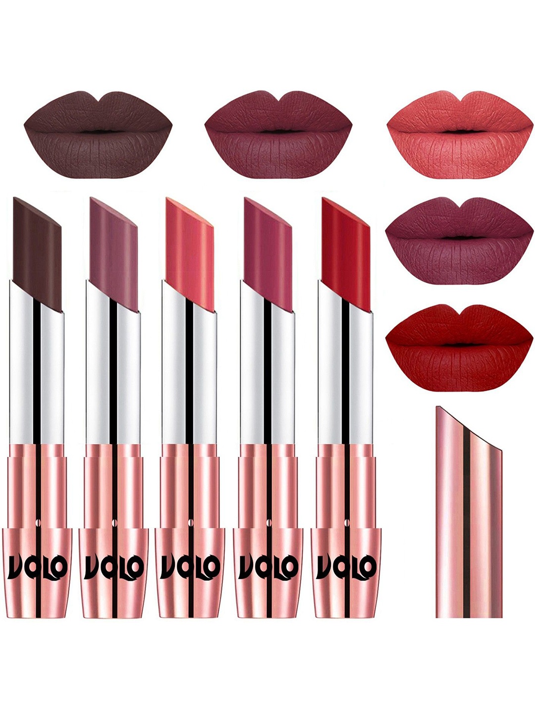 

VOLO Set Of 5 Creme Matte Lipstick - 3.5 g Each - 35-36-37-38-40, Multi