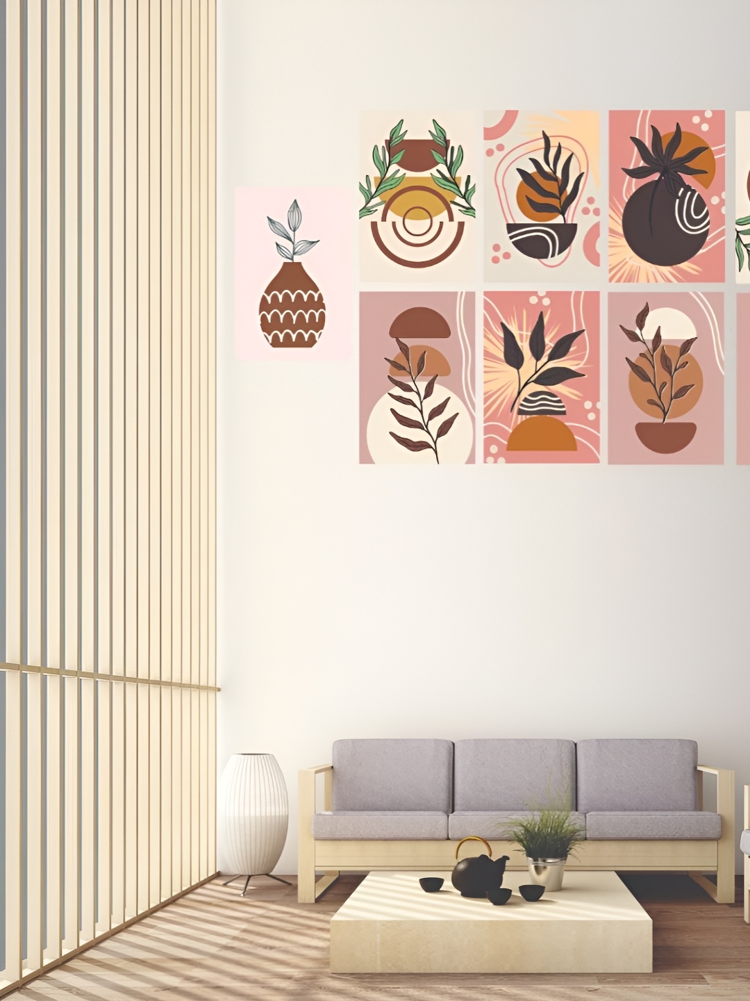 

CVANU Brown & Beige 10 Pieces Printed Wall Posters