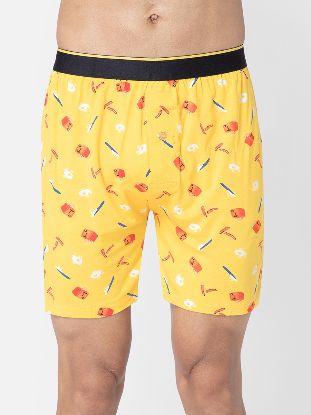

bummer Men Yellow Micro Modal Printed Brekkie Boxers