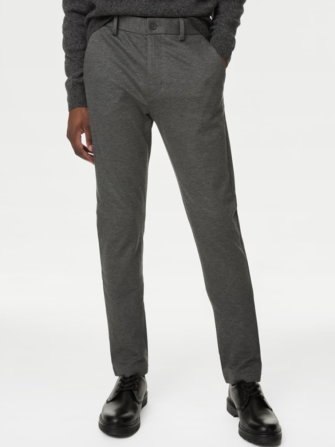 

Marks & Spencer Men Slim Fit Formal Trousers, Grey