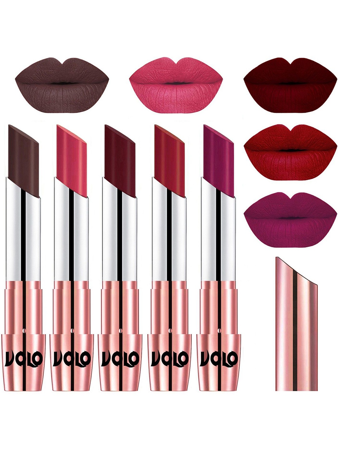 

VOLO Set Of 5 Creme Matte Lipstick - 3.5g Each - 35-41-42-43-45, Multi