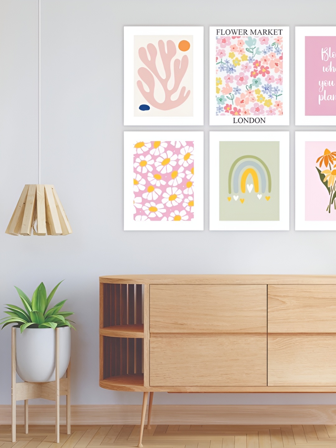 

CVANU White & Pink 6 Pieces Printed Wall Decals and Stickers