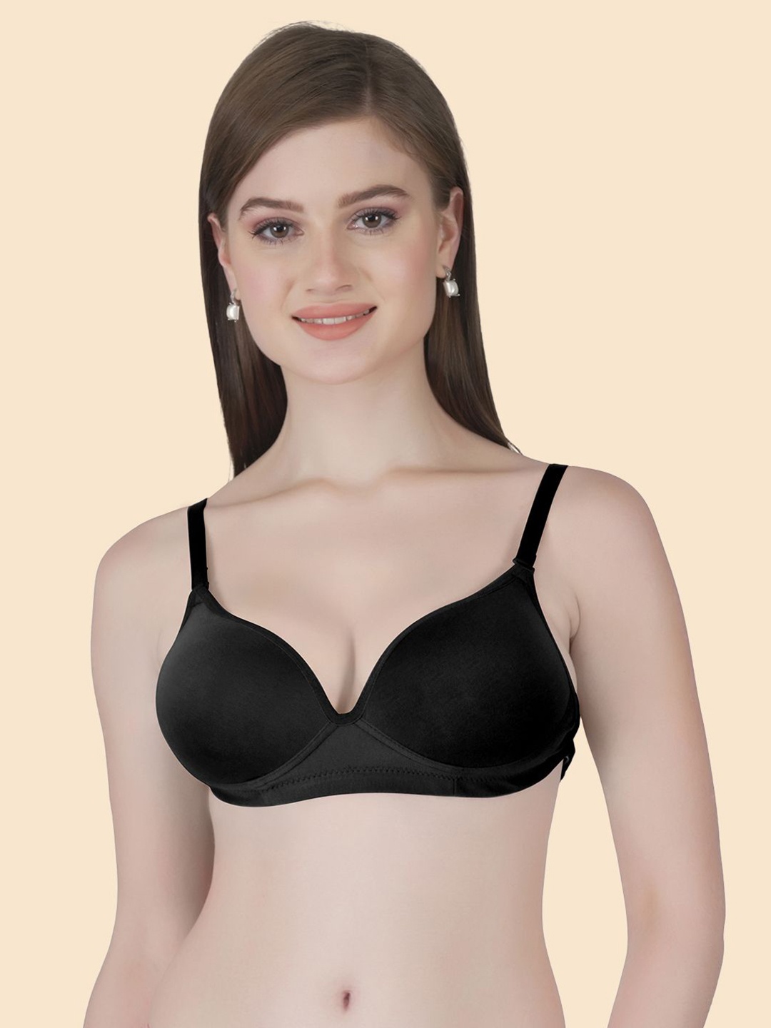 

Joomie Bra Medium Coverage Heavily Padded Bra, Black