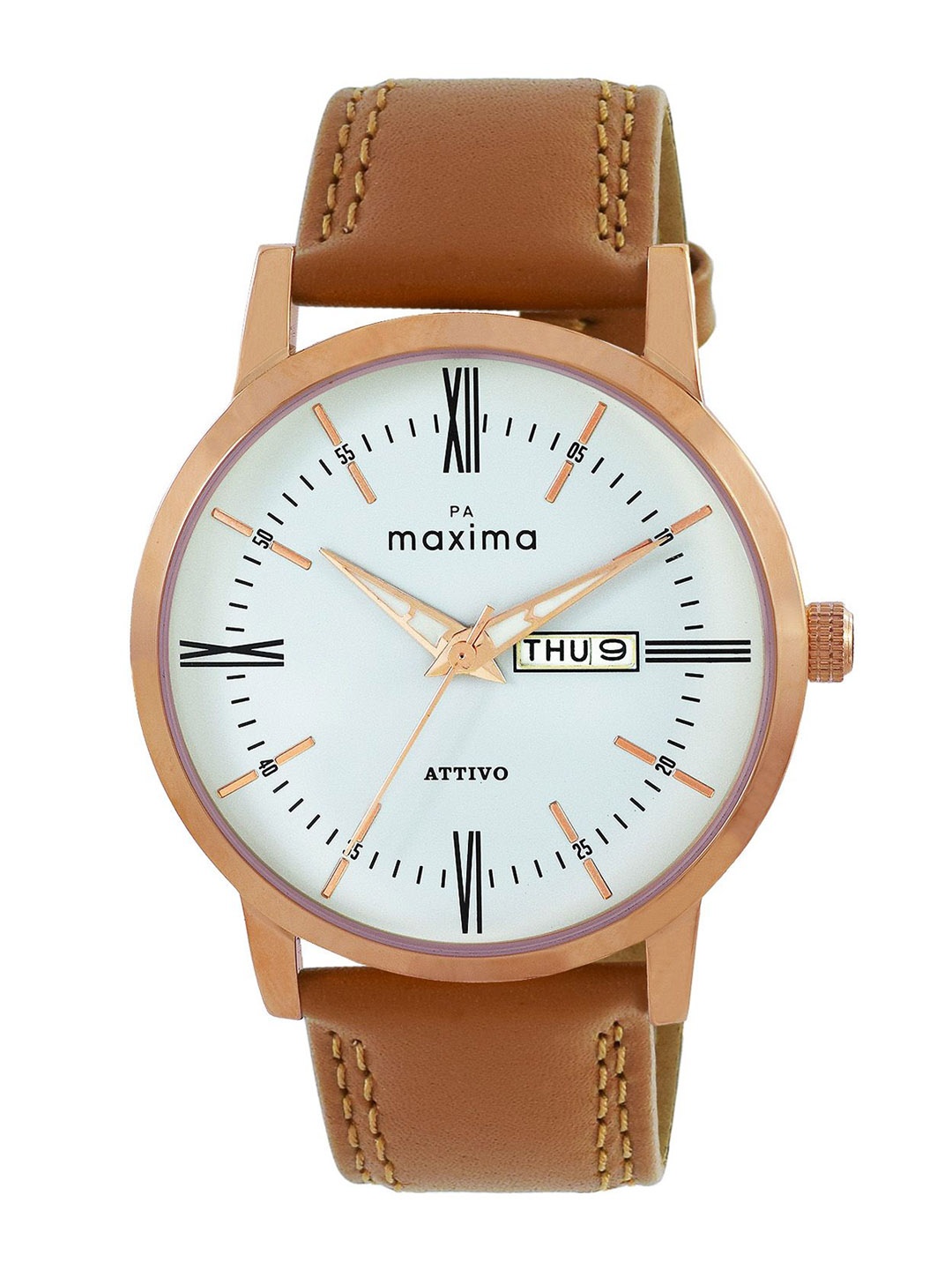 

maxima Men Dial & Leather Straps Analogue Watch 67642LMGR, White