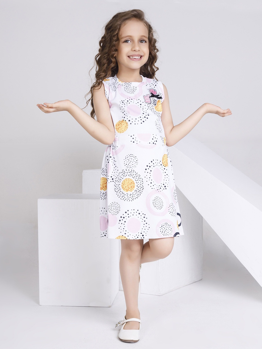 

Peppermint Girls Floral Print A-Line Dress, Pink