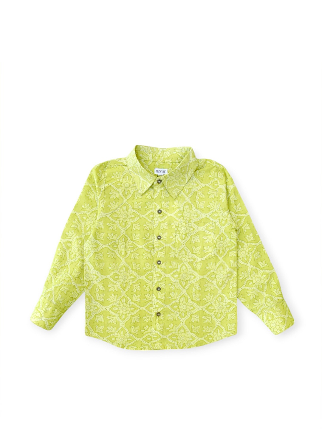 

MYZUIE Boys Spread Collar Floral Printed Cotton Casual Shirt, Green