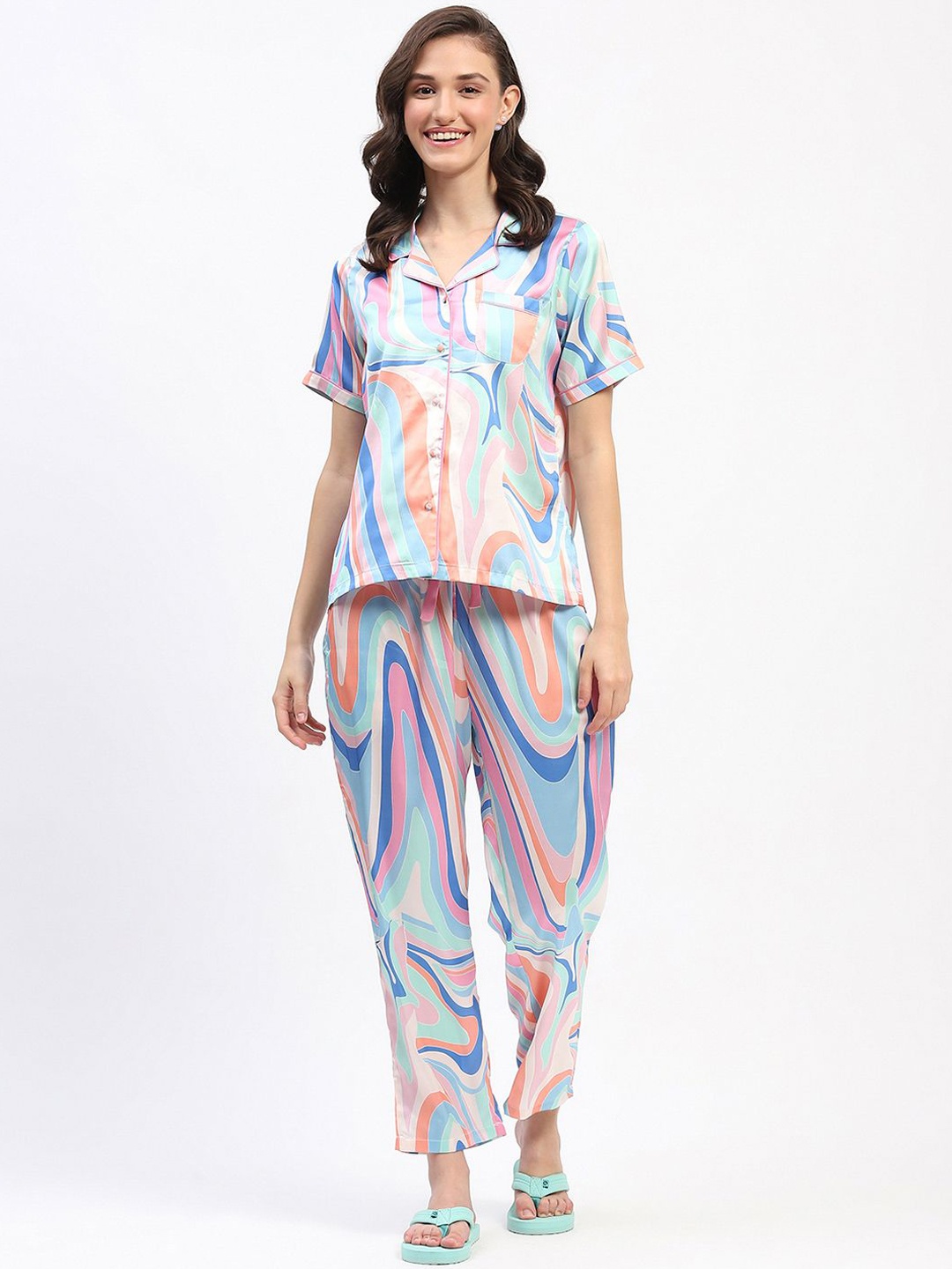 

MADAME M SECRET Women Printed Night suit, Pink