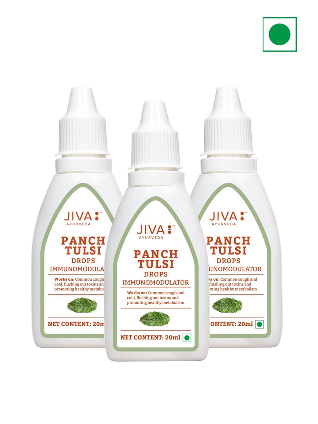 

Jiva Set Of 3 Tulsi Drops To Detox The Body 20 ml Each, White
