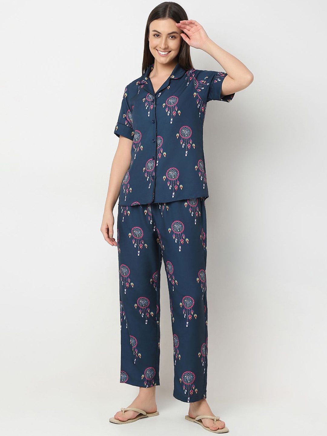 

Smarty Pants Women Printed Night suit, Blue