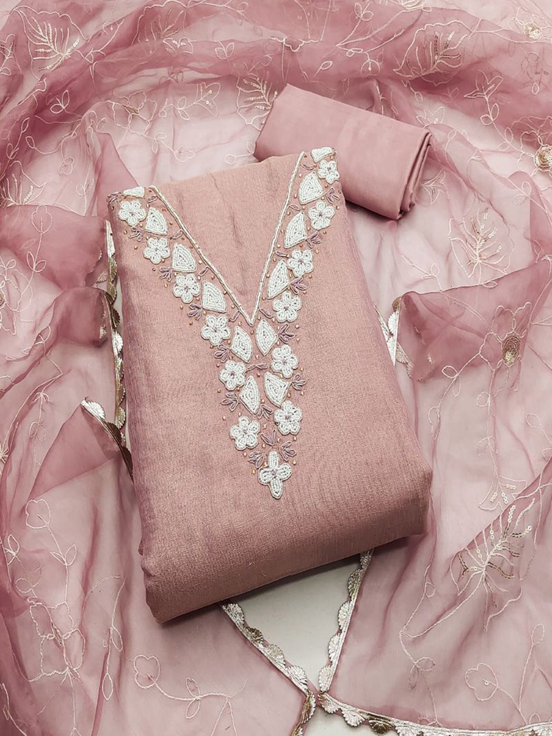 

ASISA Embroidered Unstitched Dress Material, Pink