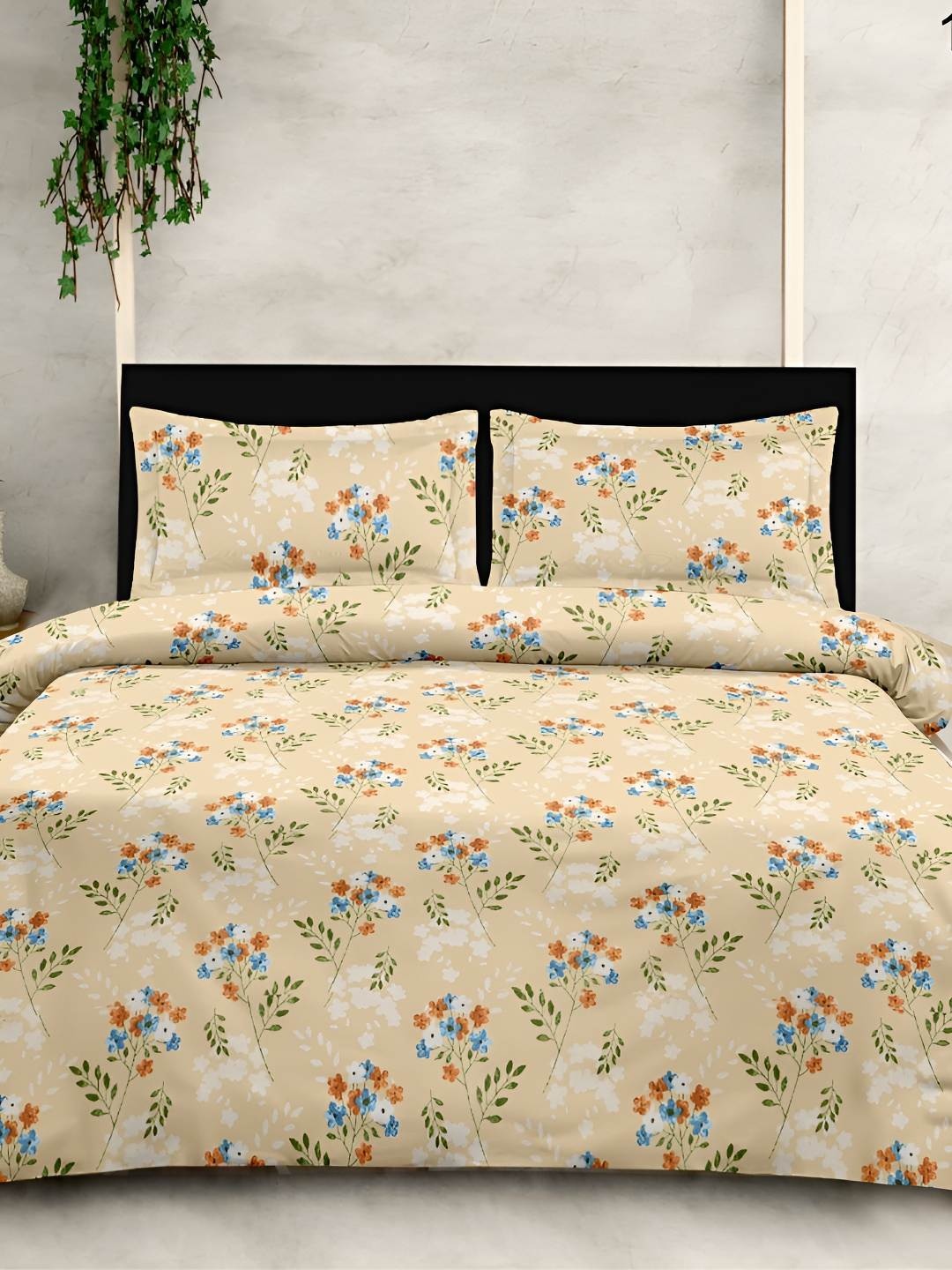 

Sleeping Owls- because your sleep matters Green & White Floral 210 TC King Bedsheet with 2 Pillow Covers