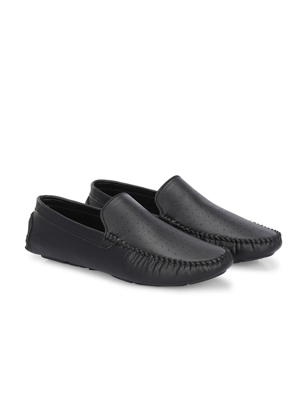 

Azzaro Black Men Round Toe Driving Shoes