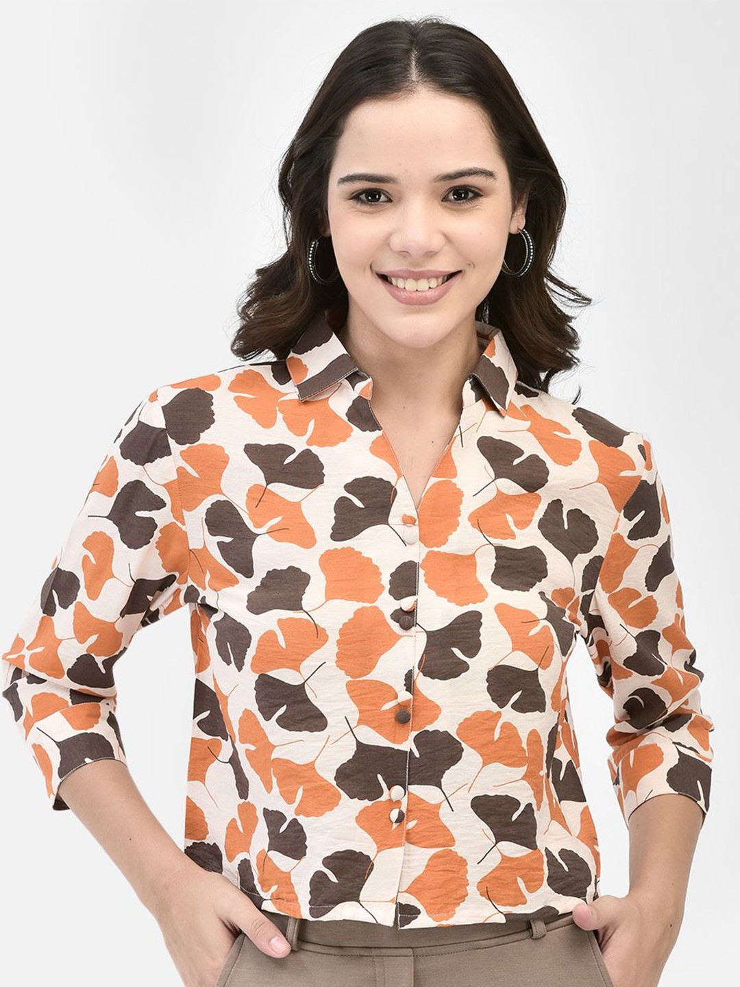 

FUTURO Women Floral Printed Top, Orange