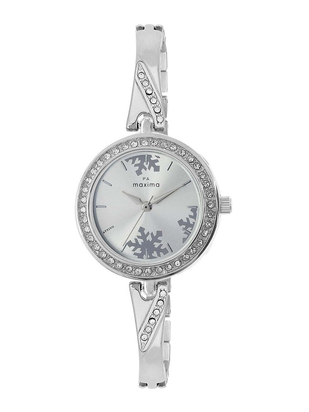 

maxima Women Embellished Dial & Stainless Steel Straps Analogue Watch 60620BMLI, Silver