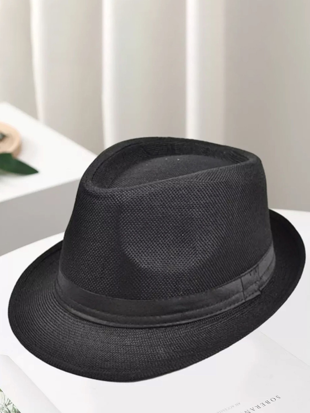 

Infispace Men Cotton Printed Black Solid Fedora Hat