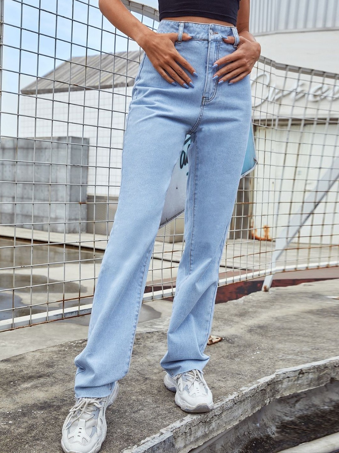 

KPOP Women Original Regular Fit Casual Trouser, Blue