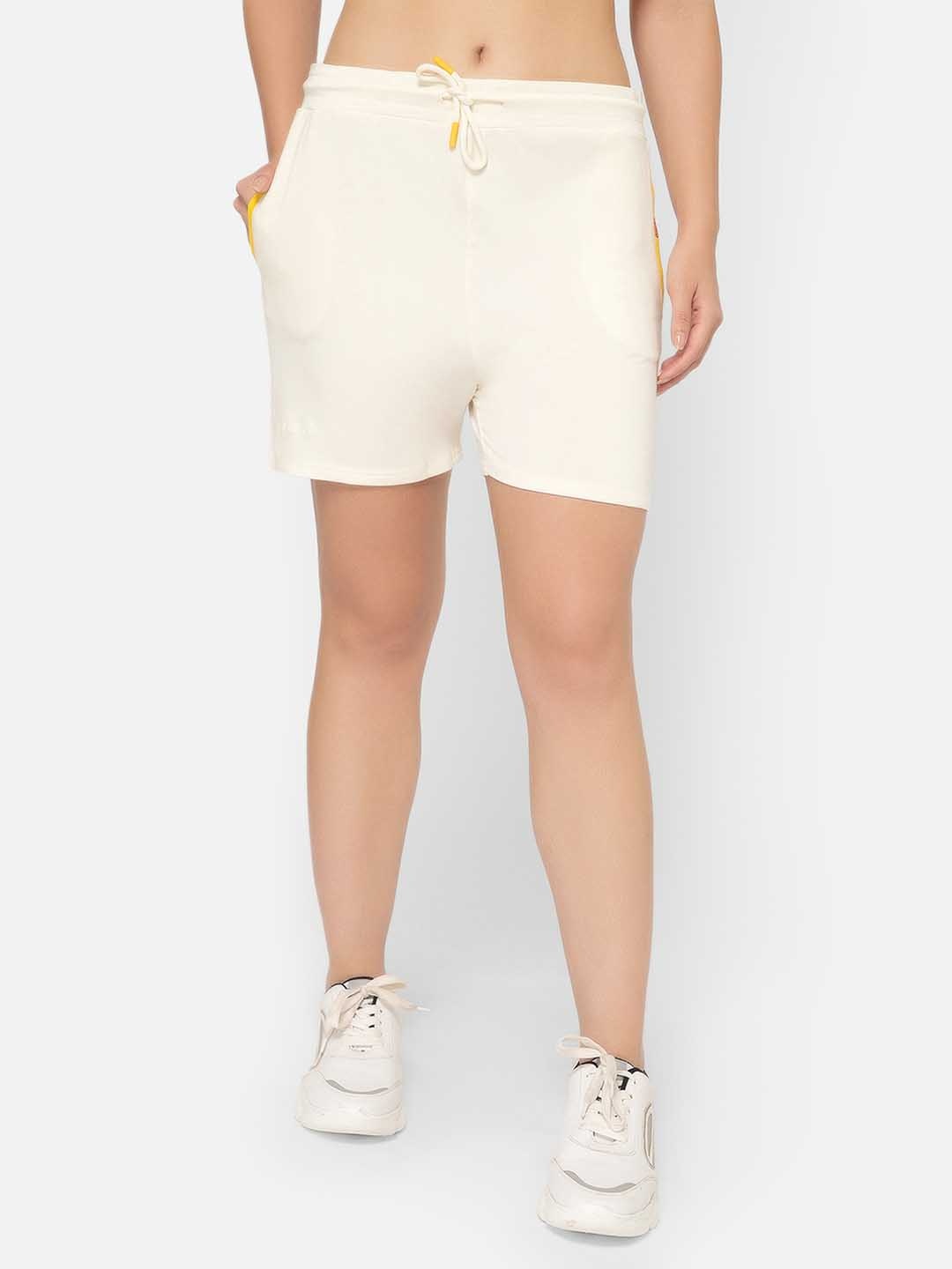 

bummer Women Antimicrobial Modal Outdoor Sports Shorts, Off white