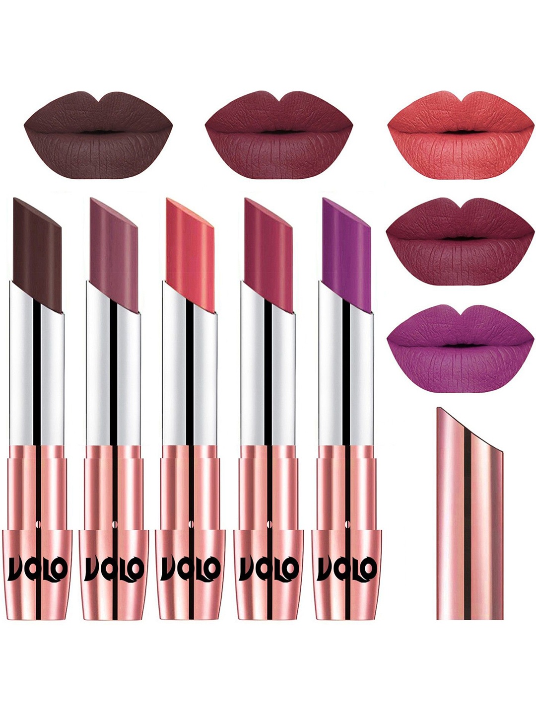 

VOLO Set Of 5 Creme Matte Lipstick - 3.5g Each - 35-36-37-38-48, Multi