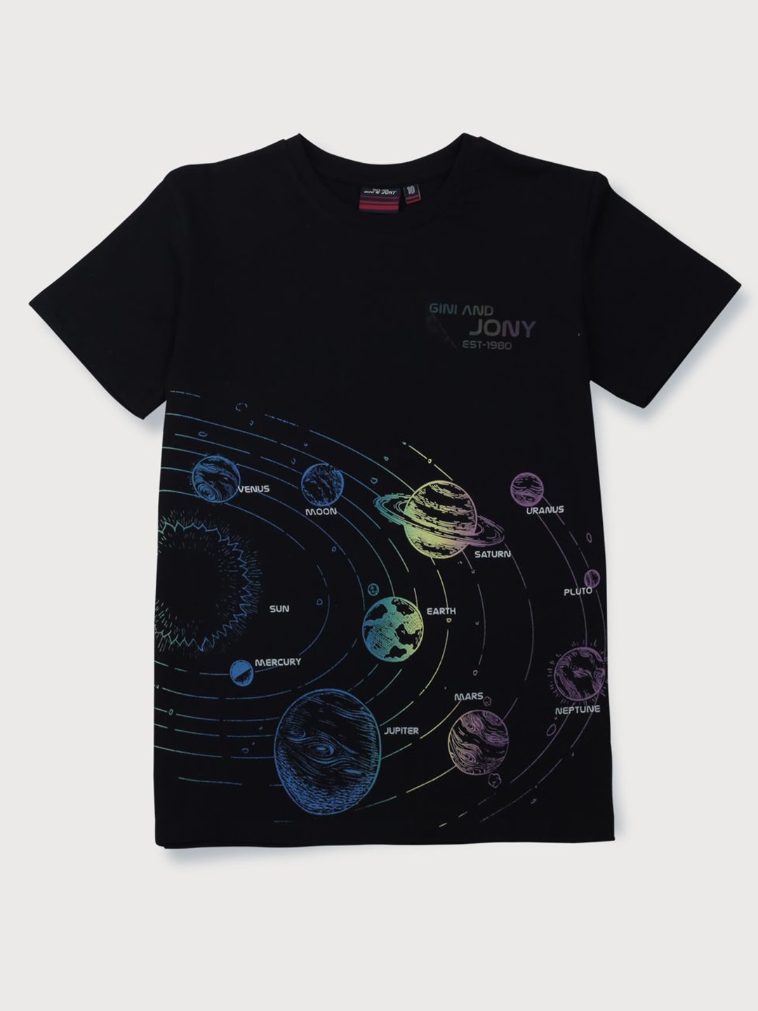 

Gini and Jony Boys Graphic Printed Round Neck Cotton T-shirt, Black