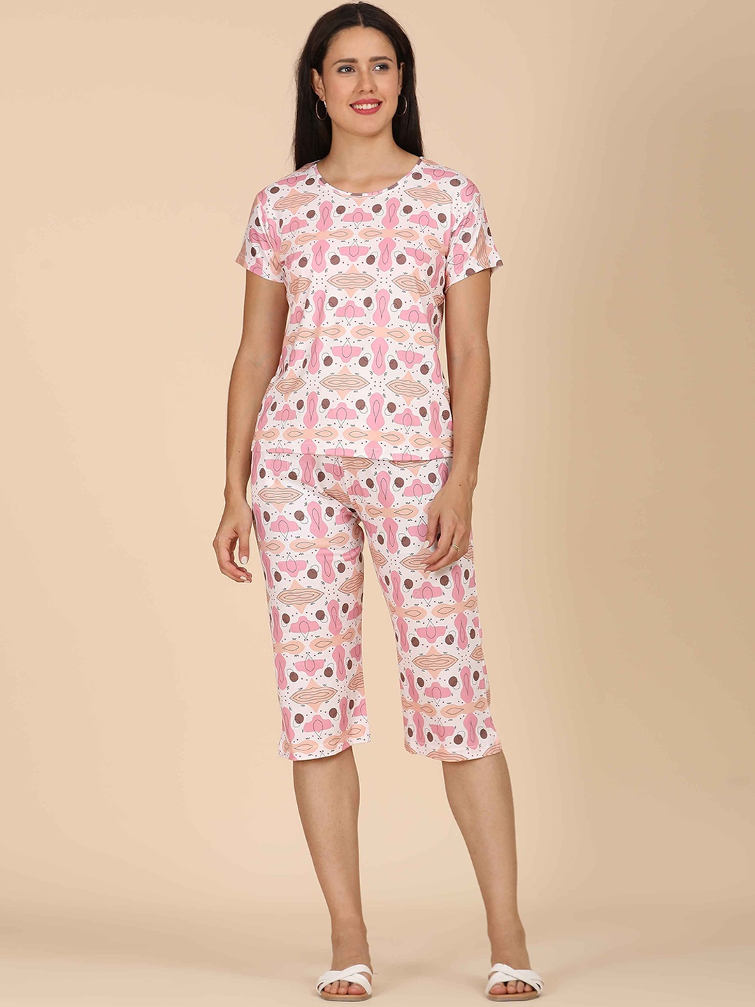 

GOLDSTROMS Printed Top With Capris Co-Ords, Pink