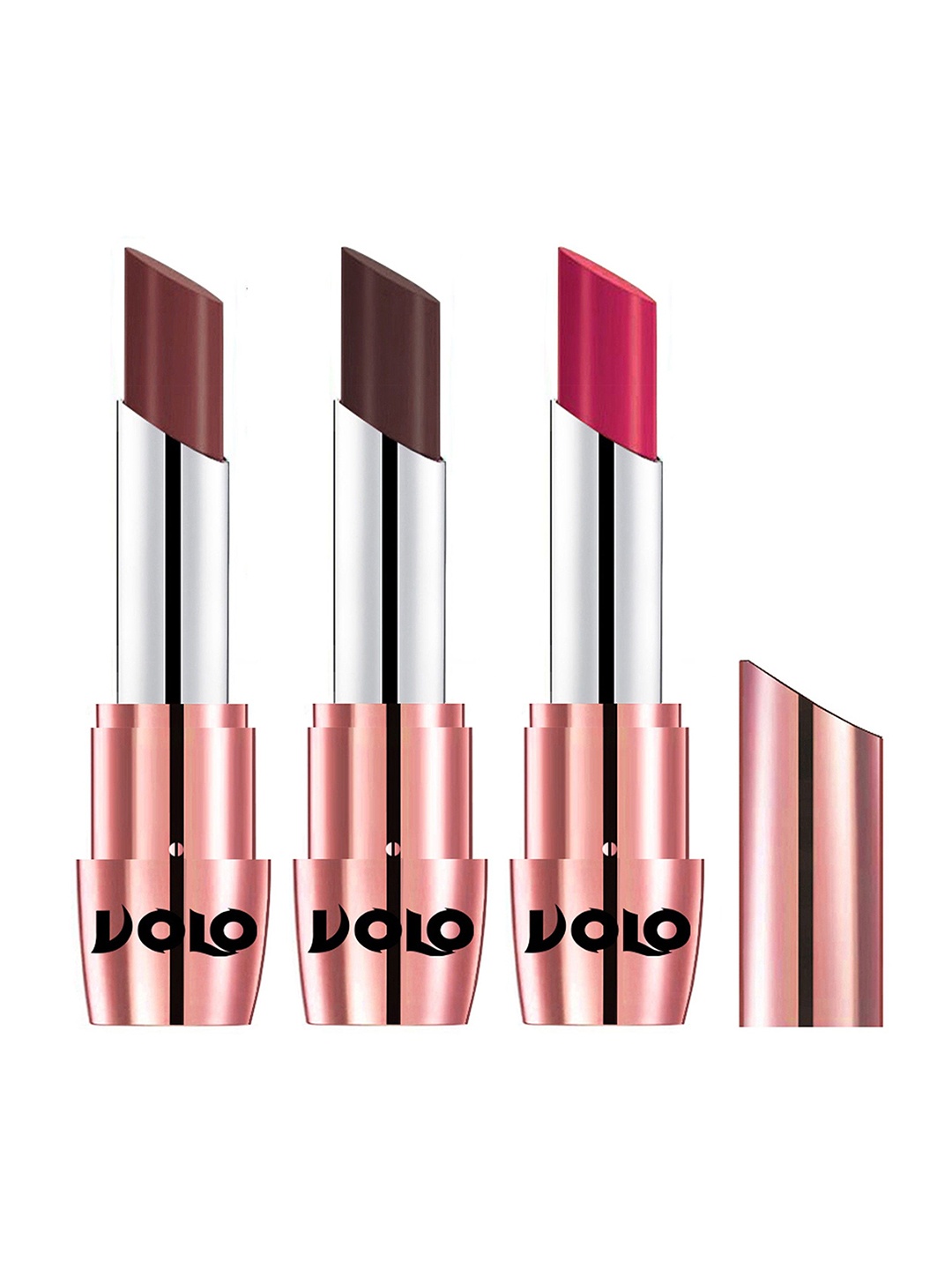 

VOLO Set Of 3 Creme Matte Lipstick - 3.5 g Each -Coffee 634-Passion Pink 635-Chocolate 644, Coffee brown