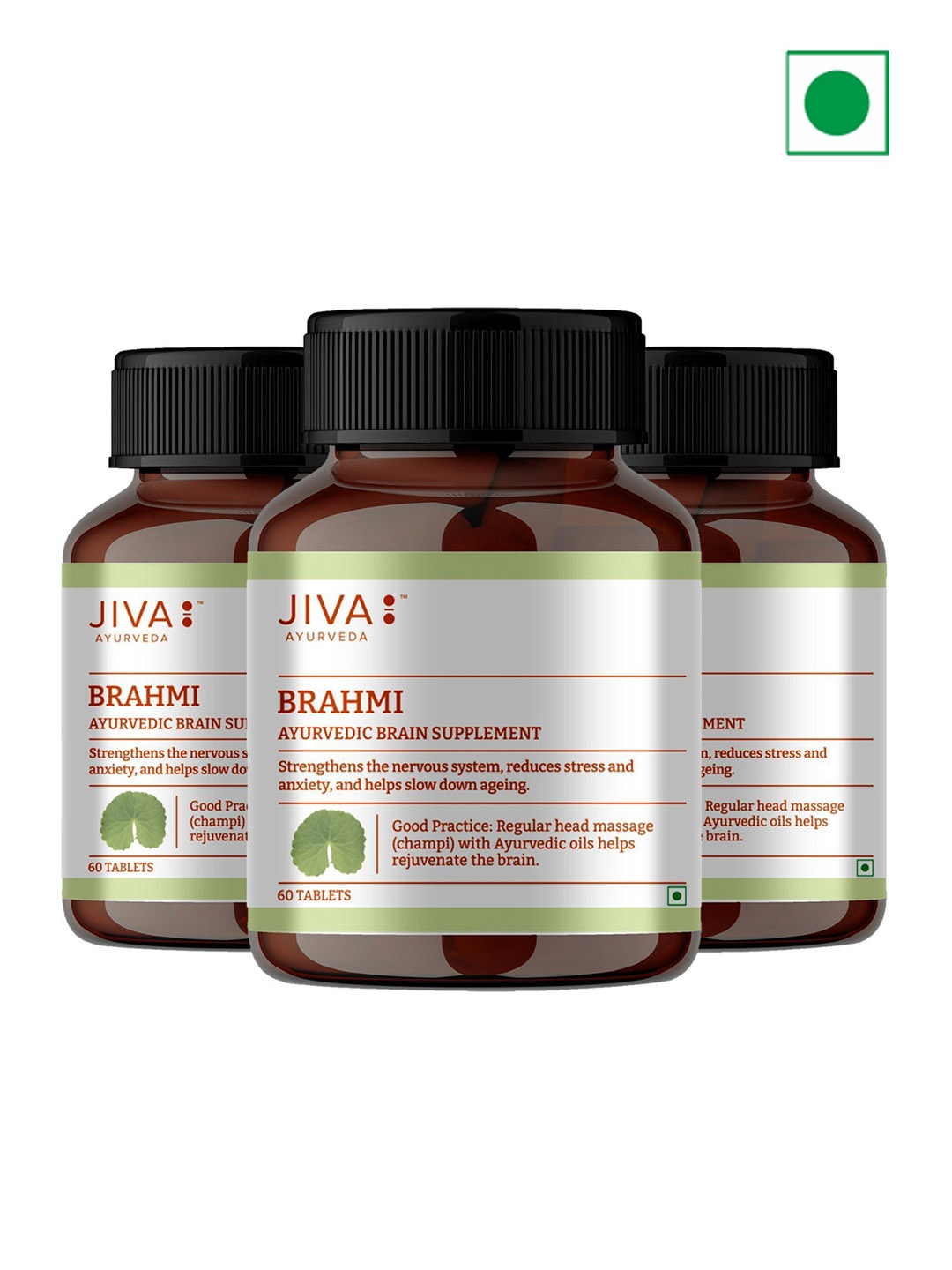

Jiva Set Of 3 Ayurvedic Brahmi Tablets - 60 Tablets Each, White