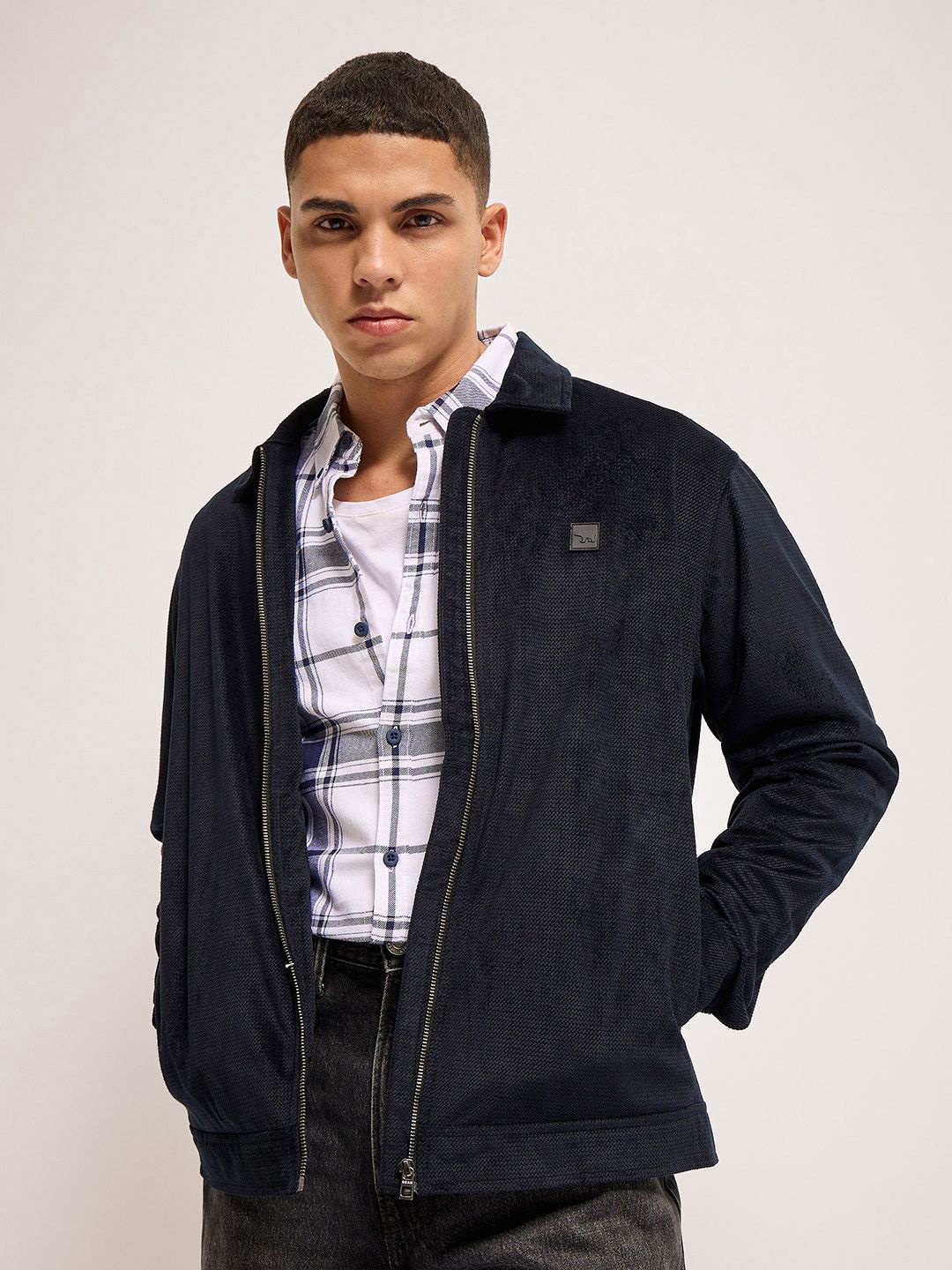 

THE BEAR HOUSE Men Lightweight Outdoor Open Front Jacket, Black