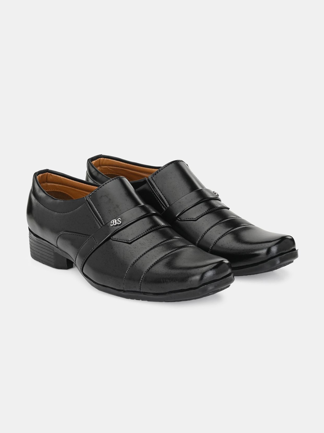 

LeatherKraft Men Formal Slip-On Shoes, Black