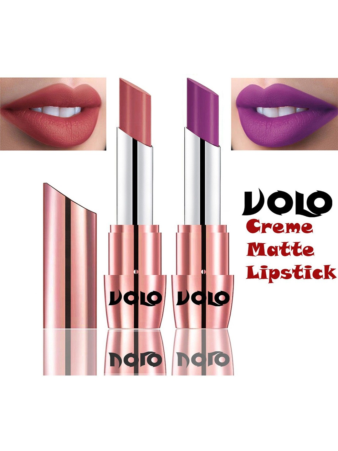 

VOLO Set Of 2 Creamy Matte Lipstick- 3.5g- Purple-Light peach-632- 648