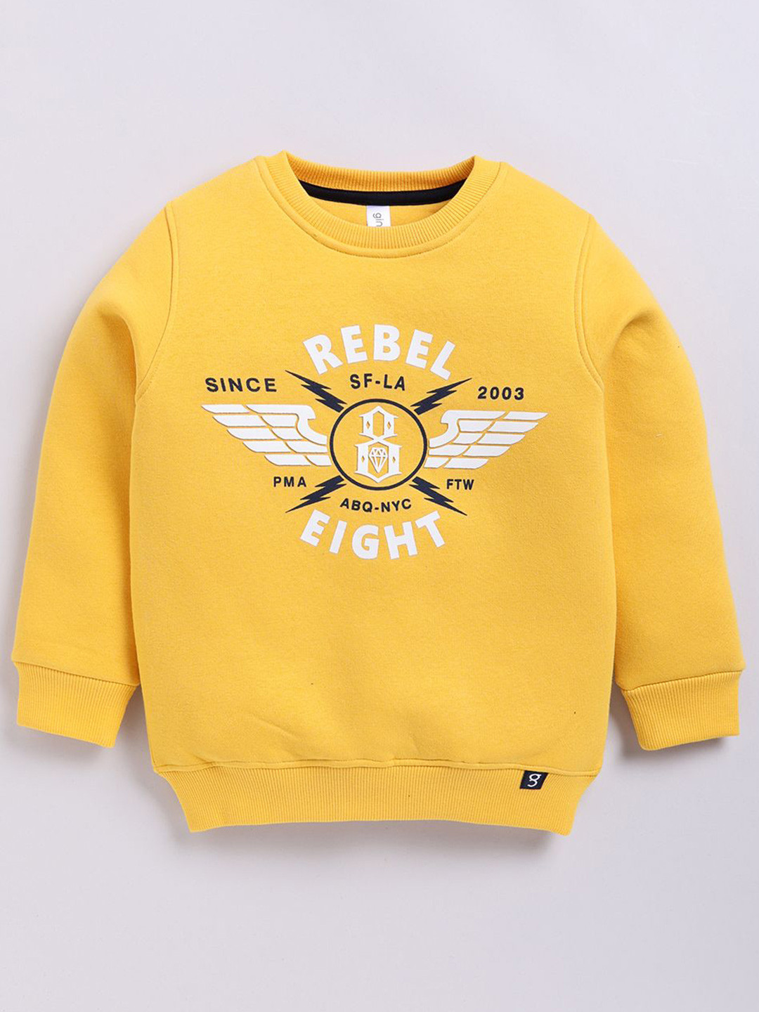 

Ginie Boys Typography Printed Round Neck Cotton Sweatshirt, Yellow