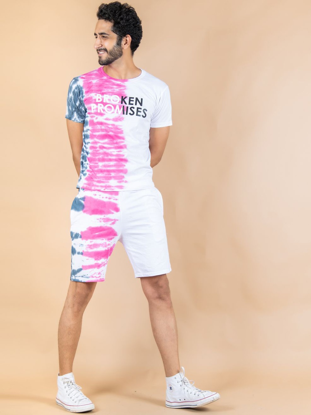 

Tistabene Tie & Dye Printed T-Shirt & Shorts Co-Ord, Pink