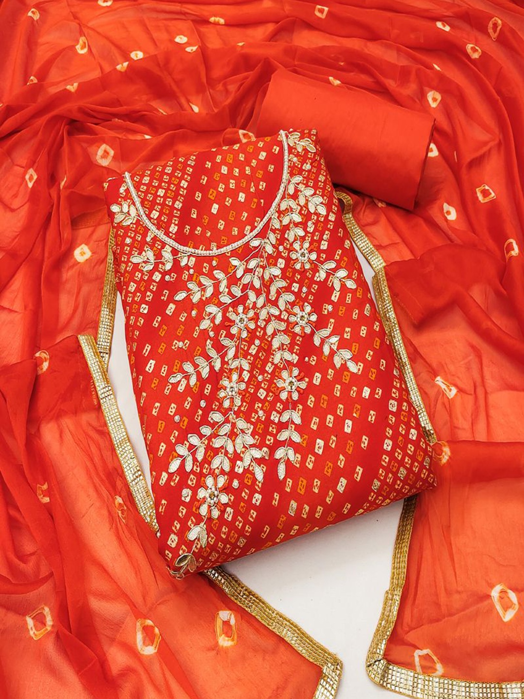 

ASISA Embroidered Unstitched Dress Material, Orange