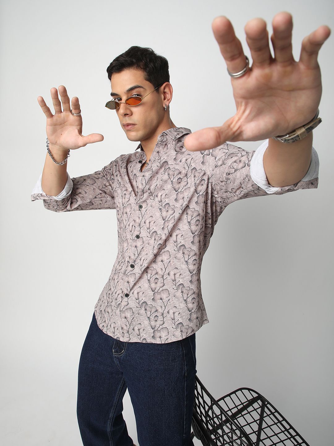 

VASTRADO Men Slim Fit Floral Printed Opaque Casual Shirt, Beige