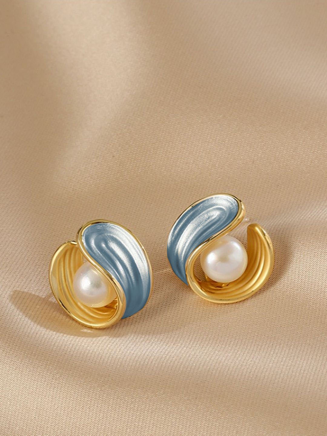 

KRENOZ Gold-Plated Classic Stainless Steel Studs, Blue