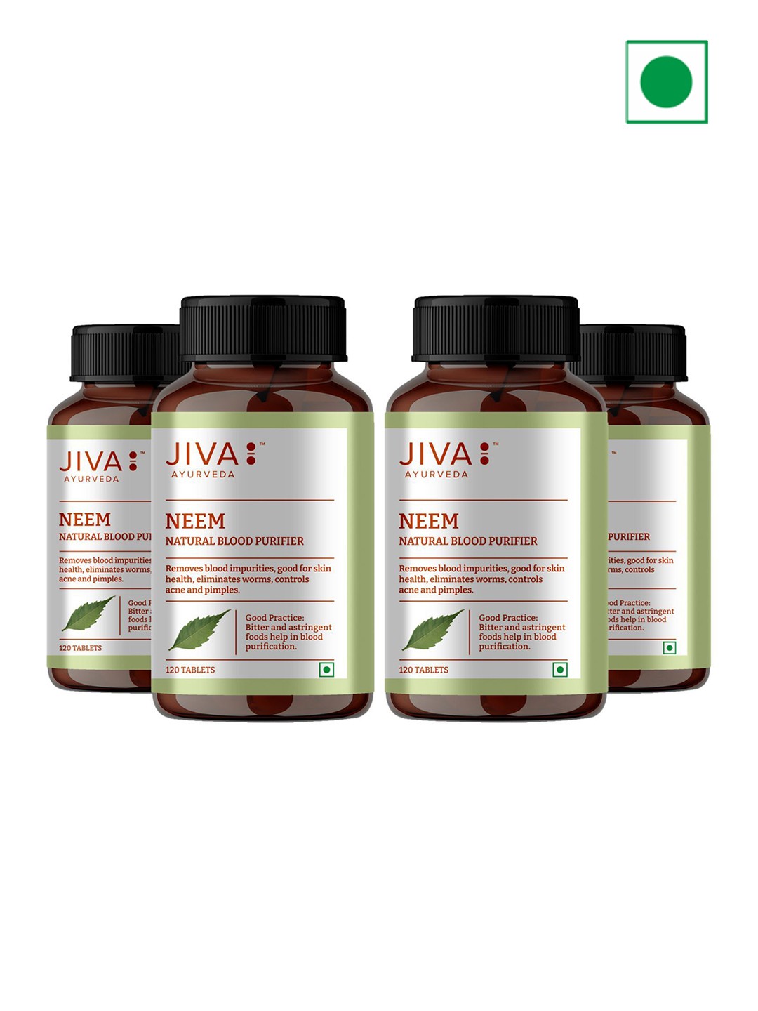 

Jiva Set Of 4 Neem Tablets For Impurities 120 Tablets Each, White