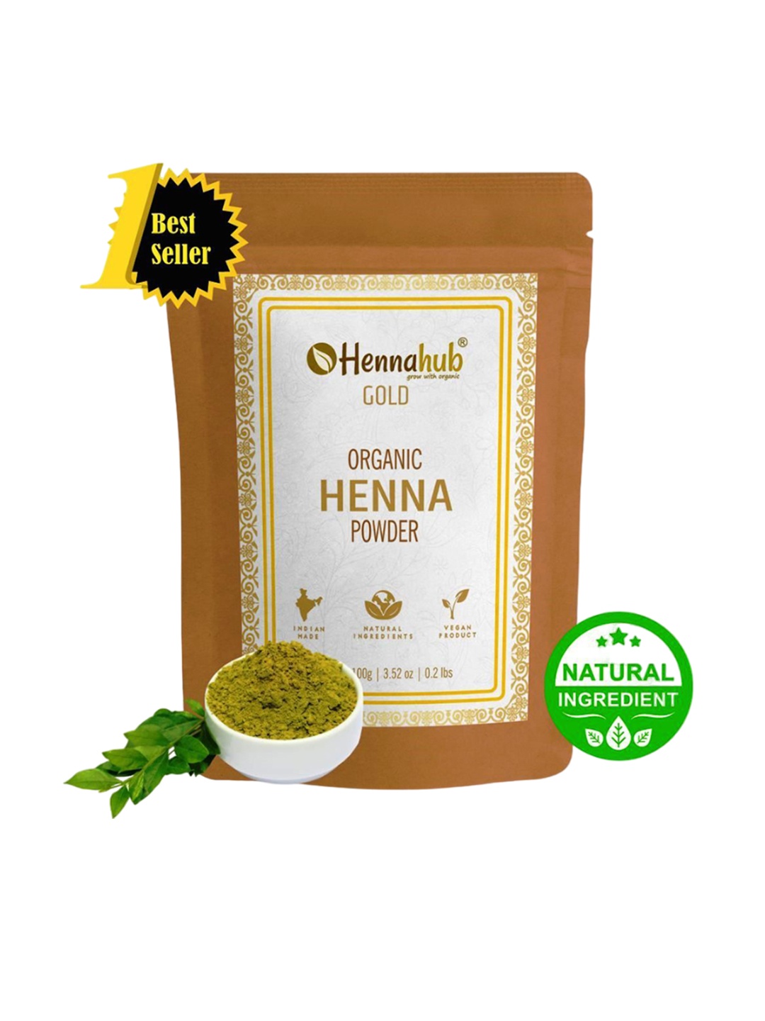 

HENNAHUB Henna Powder for Natural Hair Coloring & Nourishment-100g, Green