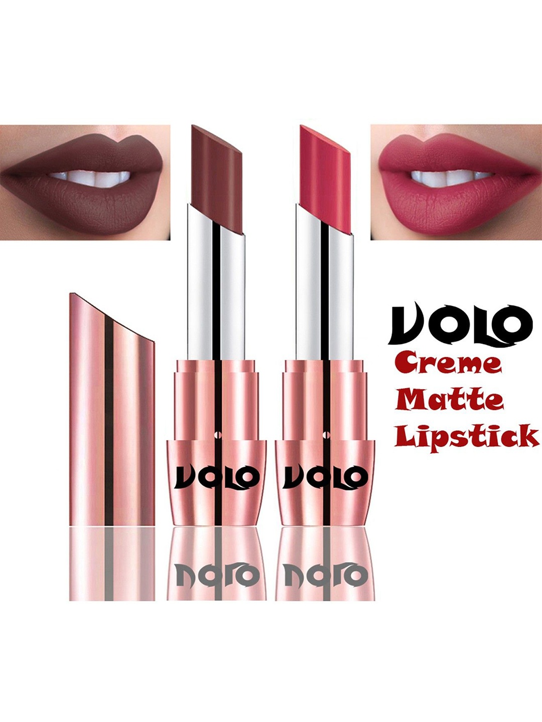 

VOLO Set Of 2 Creme Matte Lipstick 3.5g Each - Coffee 634-Pink 641, Brown