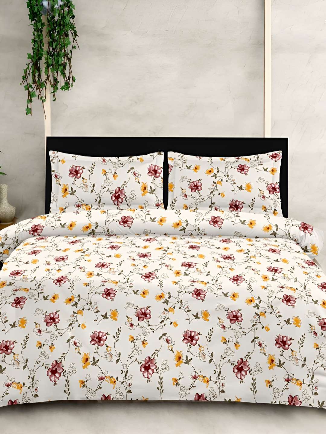 

Sleeping Owls- because your sleep matters Green Floral Cotton 210 TC King Bedsheet Set