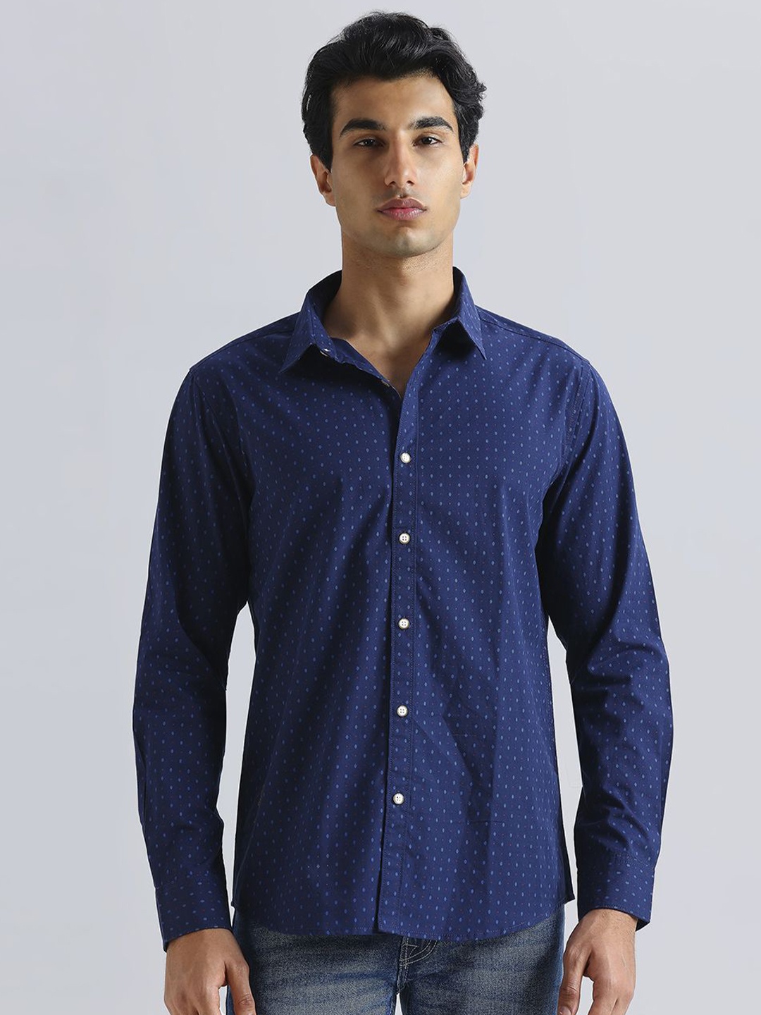 

Pepe Jeans Micro Ditsy Printed Pure Cotton Casual Shirt, Blue