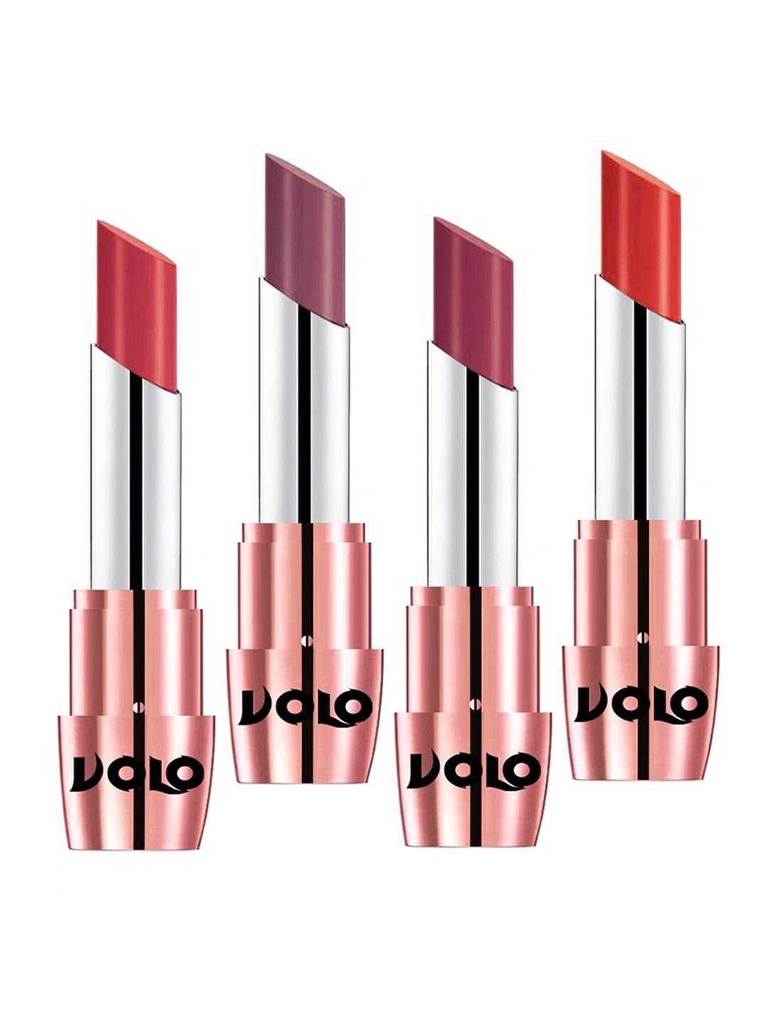 

VOLO Set Of 4 Creme Matte Lipstick - 3.5 g Each - Plum-Peach-Cherry-Orange, Red