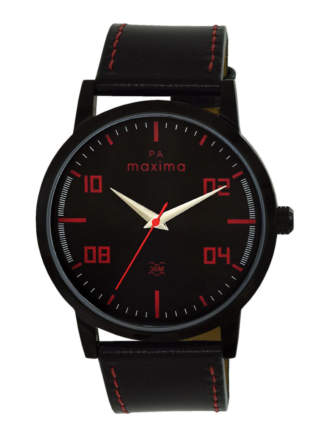 

maxima Men Printed Dial & Leather Straps Analogue Watch 66351LMGB, Black