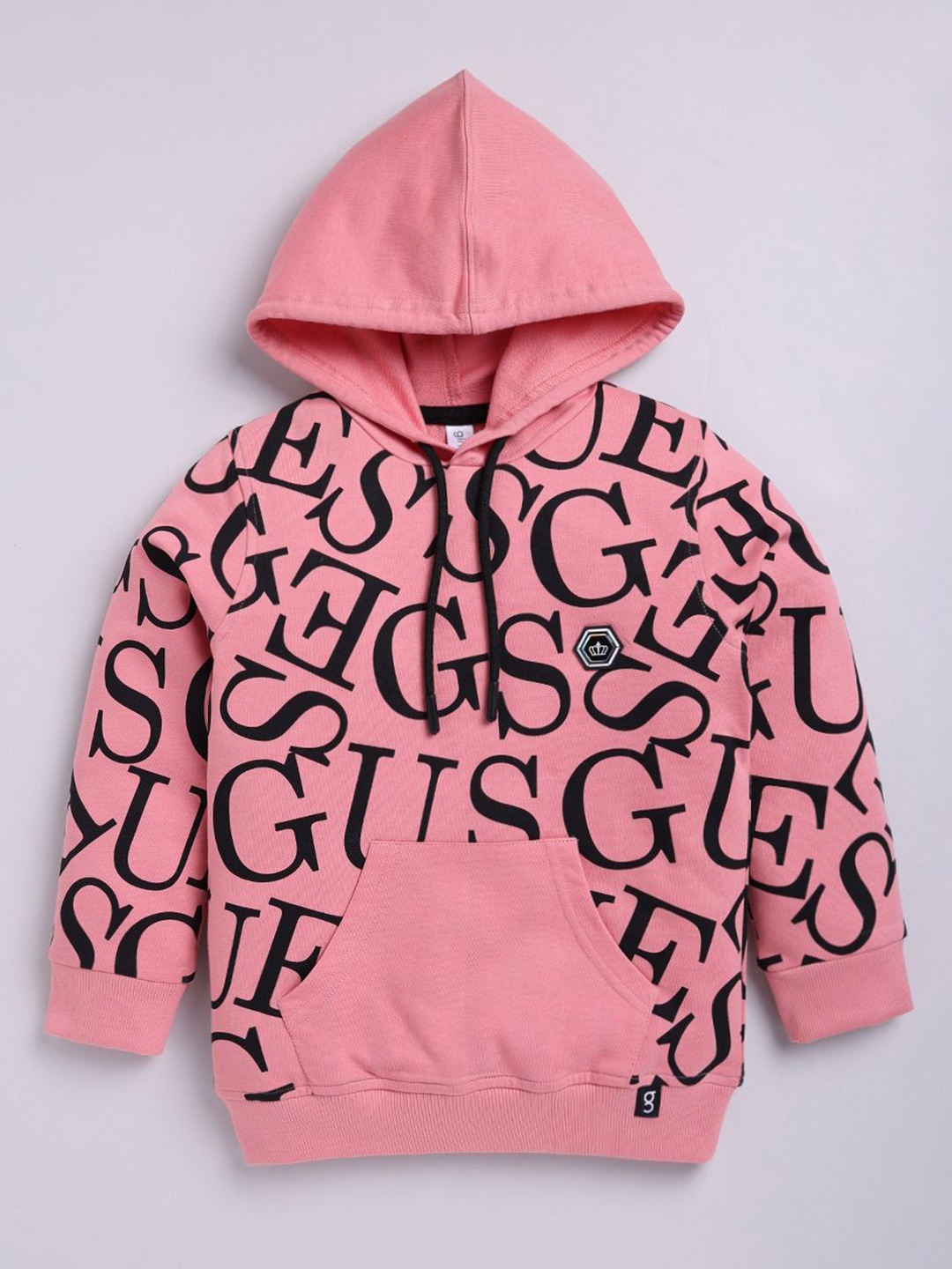 

Ginie Boys Typography Printed Hooded Sweatshirt, Peach