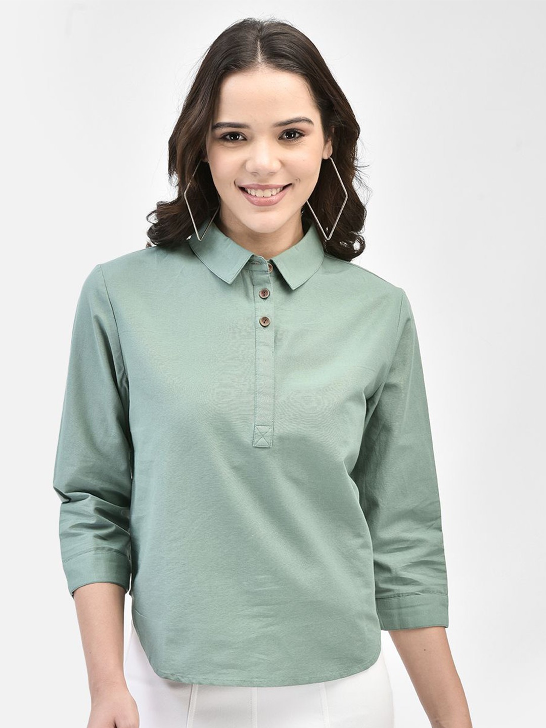 

FUTURO Women Solid Shirt Style Top, Green