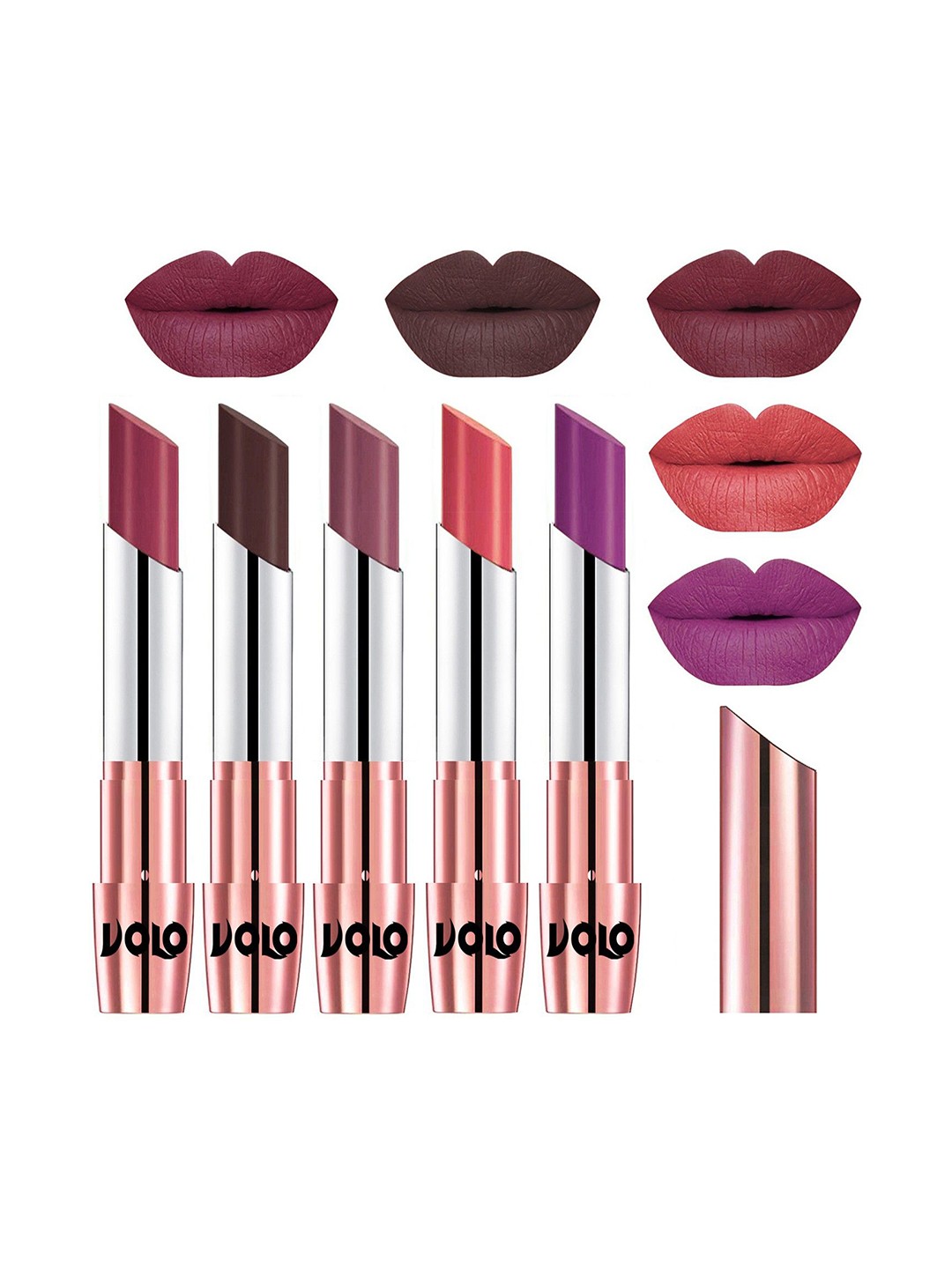 

VOLO Set Of 5 Creme Matte Lipstick - 3.5g Each - 31-35-36-37-48, Multi